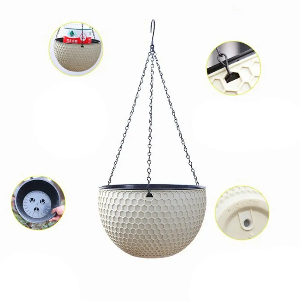 Plastic Imitation Weaving Flower Pot Self Absorbent Outdoor Hydroponic Flowerpot Garden Decoration Honeycomb Pattern