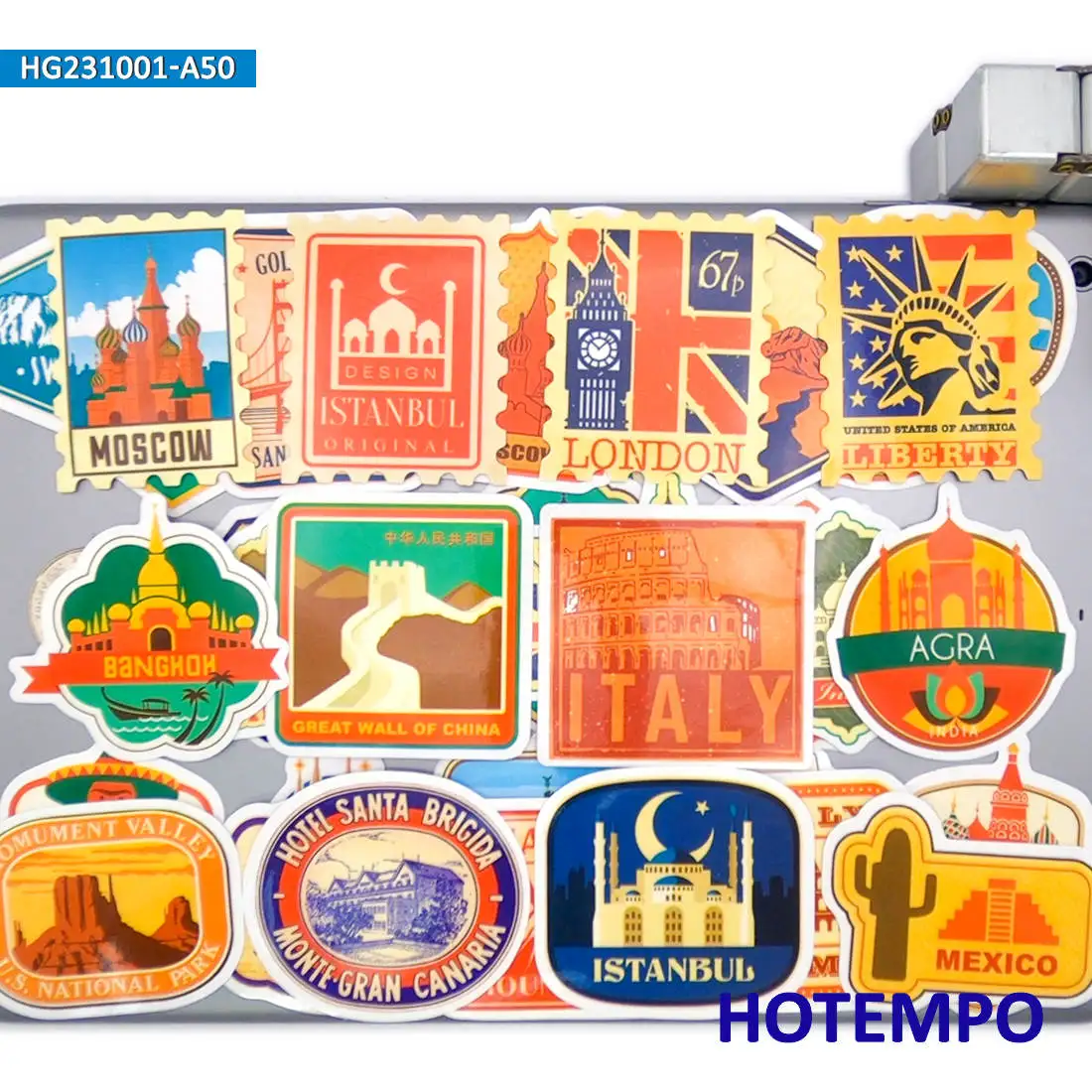 20/30/50Pieces Air Journey City Landscape Retro Poster Travel Stickers for Kids Scrapbook Luggage Bike Car Phone Laptop Sticker