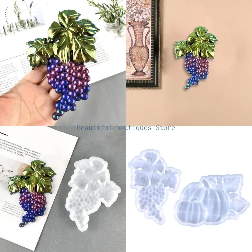 

U4LF Valentines Pumpkins Grape Mold Semi-stereoscopic Ornaments Pendant Epoxy Resin Crafting Mold Jewelry Making Supplies