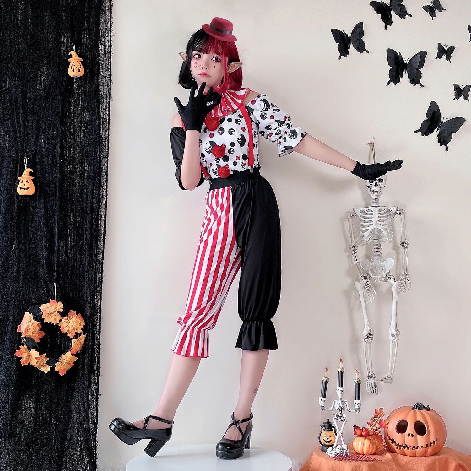 

Комплект костюма циркового клоуна для взрослых, сценическое представление на Хэллоуин, волшебная сова, ролевой наряд, китайский производитель, лето 2024, 2024