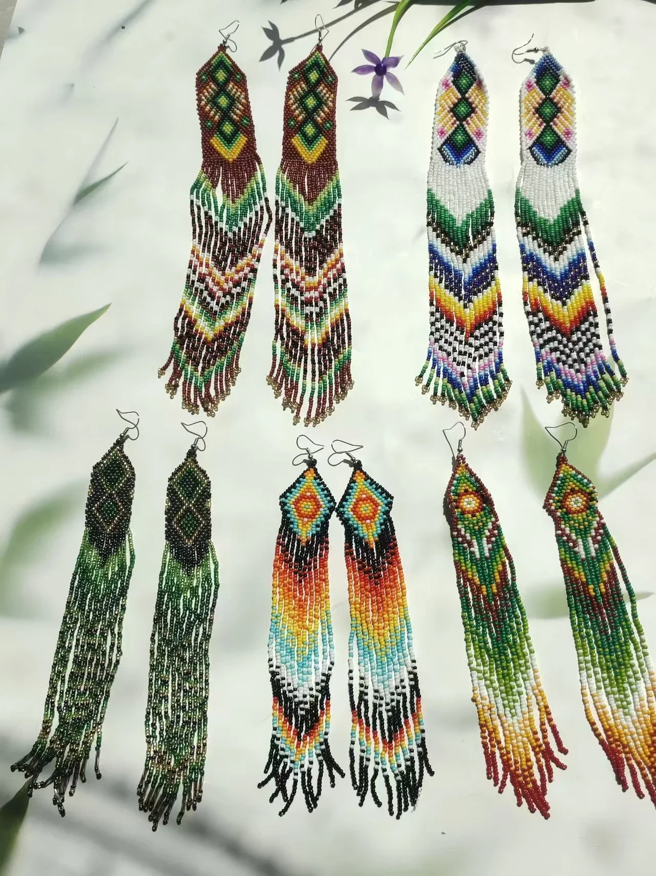 2025 Handmade Bead Earring Tassel Long Pattern Geometry Design Originality Hand Knitting Bohemia Beaded Earrings for Women