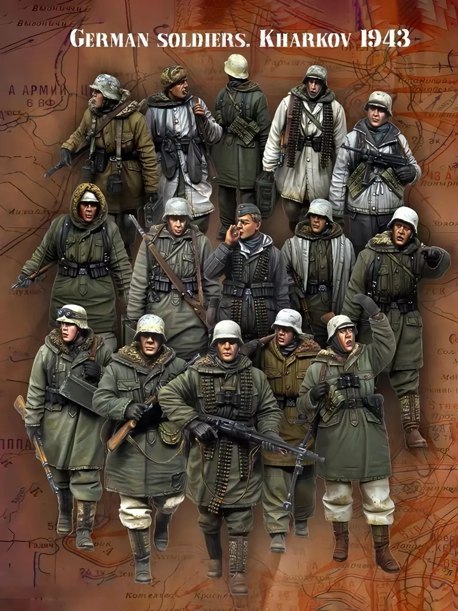 

1/35 Смола WW2 солдаты GK солдат тема (15 человек) 1943 несобранный и Неокрашенный Набор DIY