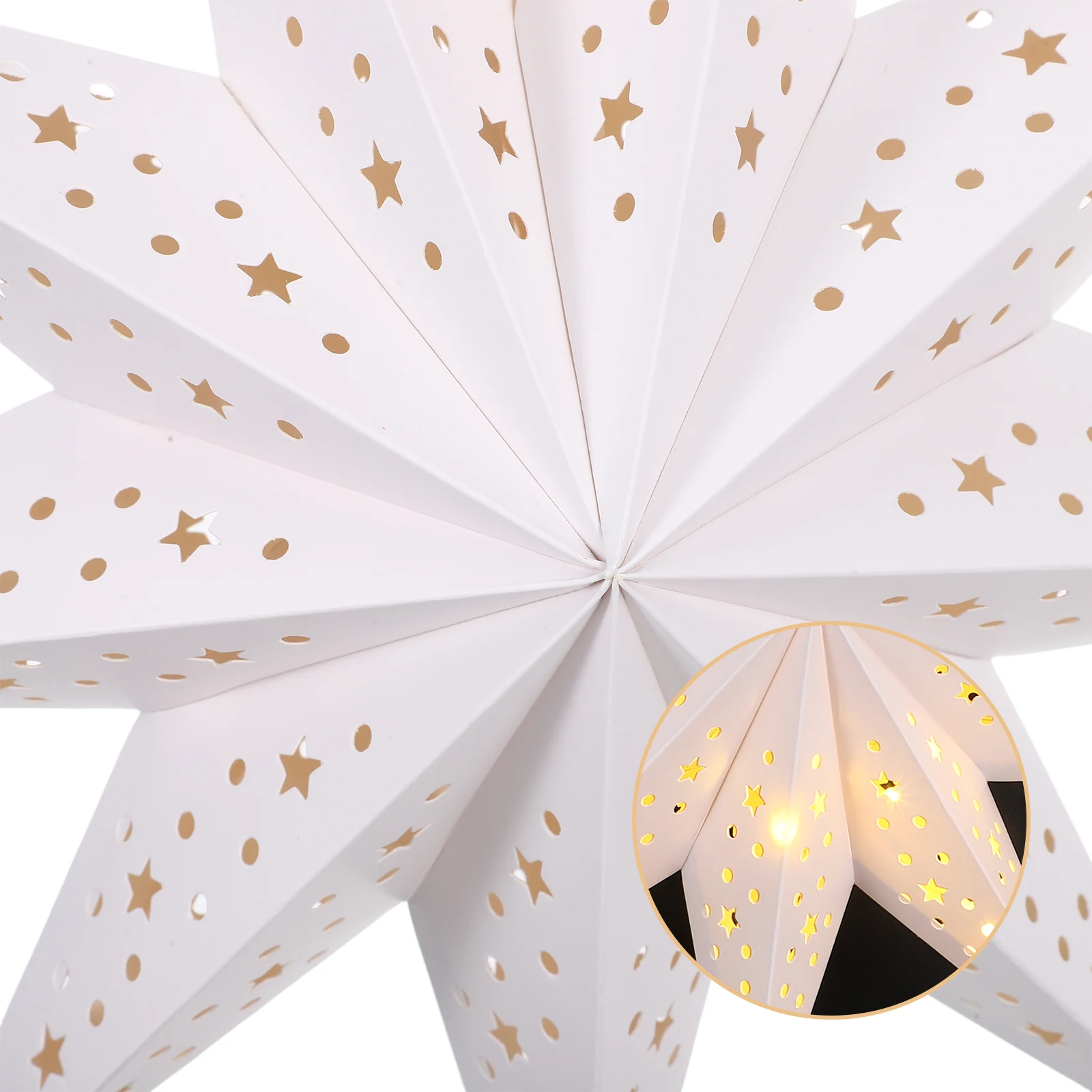 عيد الميلاد ثلاثية الأبعاد ستار ورقة فانوس 13.76 بوصة 9 نقطة جوفاء عيد الميلاد ستار عاكس الضوء معلقة الديكور الأحمر عطلة كشاف إضاءة للحفلات #5