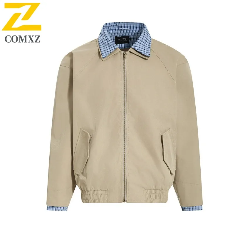 

COMXZ Мужская хлопковая мужская одежда Куртки с стираным дизайном Уличная острая байкерская куртка для кемпинга и путешествий Повседневные удобные куртки для прогулок