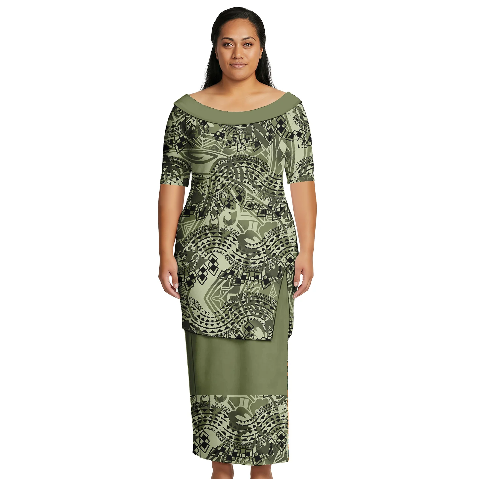 Popular Clothing Custom Print Lady Wear Samoan Elegant Puletasi Polynesian Fashion Dresses Women Island Oversize Skirts Hawaiian