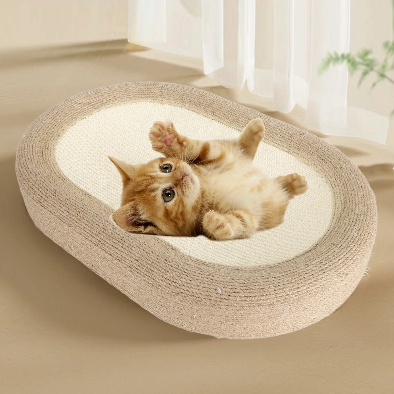 ZK40 Cat Scratcher Bed 24 Inch Extra Large Anti Slip Sisal Scratching Board Bowl for Indoor Cat