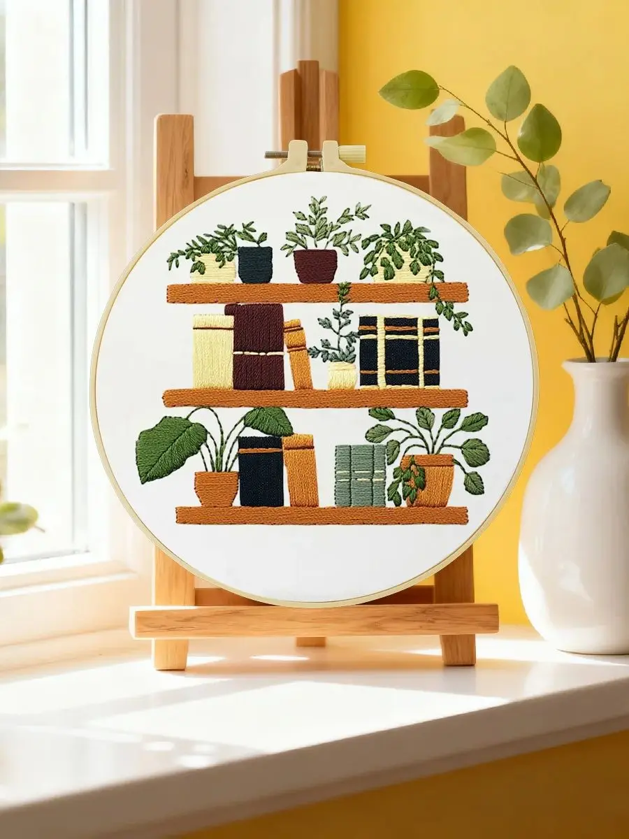 1 Stück 20x20 cm/15x15 cm 7,87/6,3 Zoll Buch-Stickerei-Starter-Kit DIY-Kit DIY-Stickerei-Set für Anfänger Nadelkunst – Detail 6