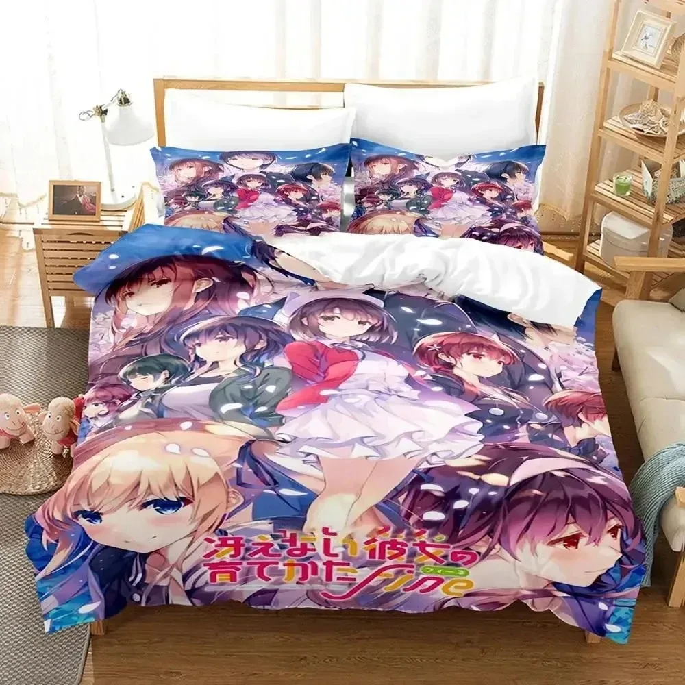 

Комплект постельного белья с рисунком аниме Saekano, пододеяльник, комплект для кровати, пододеяльник, наволочка, одеяло, размеры king и Queen, для мальчиков