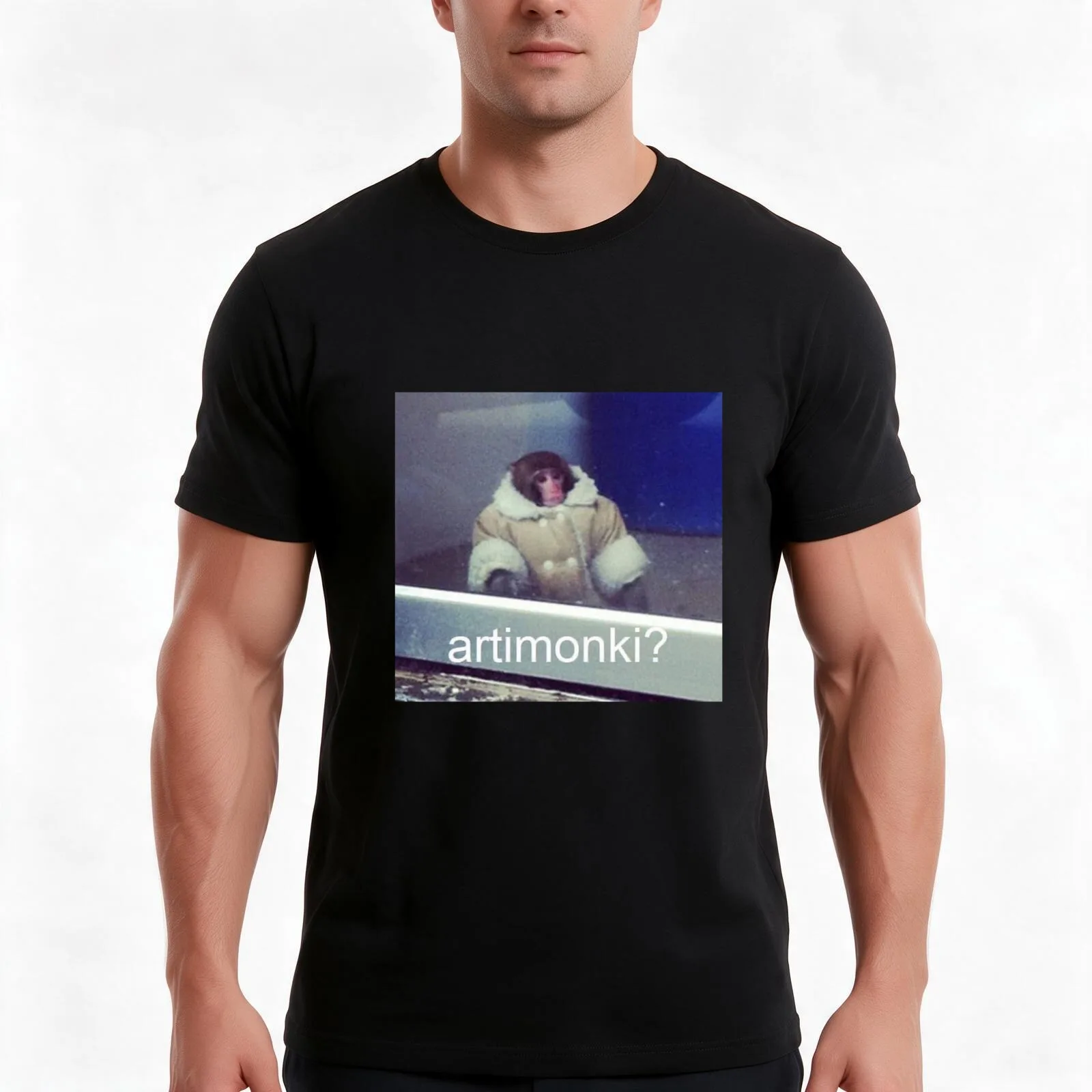 Arti Monki? T-Shirt, Summer Casual Cotton Tee, Oversized Streetwear Tops, Vintage Graphic Print, Loose Fit Short Sleeve