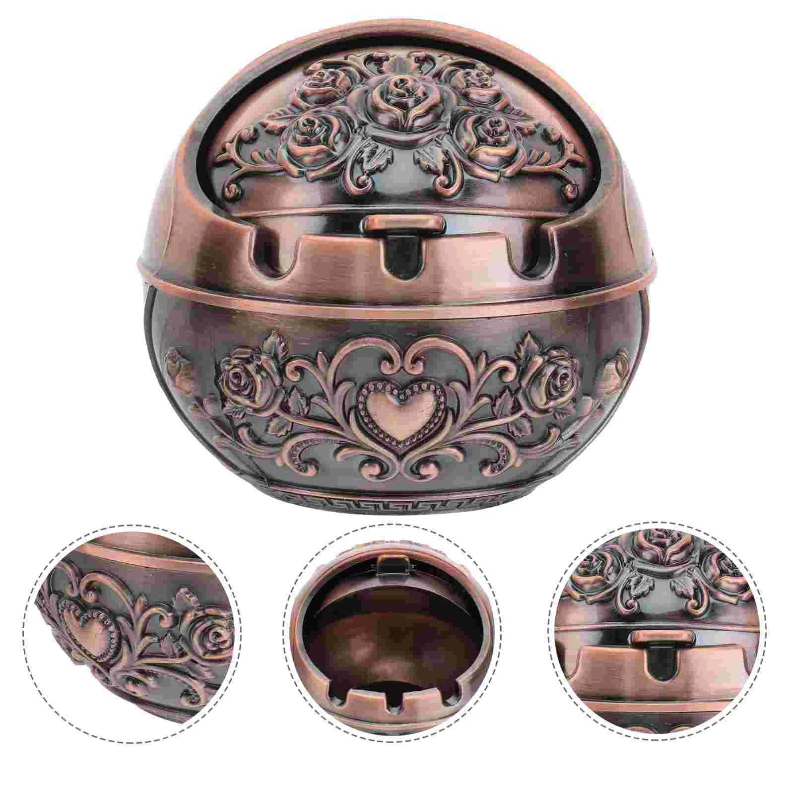 Spherical Ashtray Decor Office Mini Globe Smoking Zinc Alloy Metal with Lid Creative Holder Butt Container