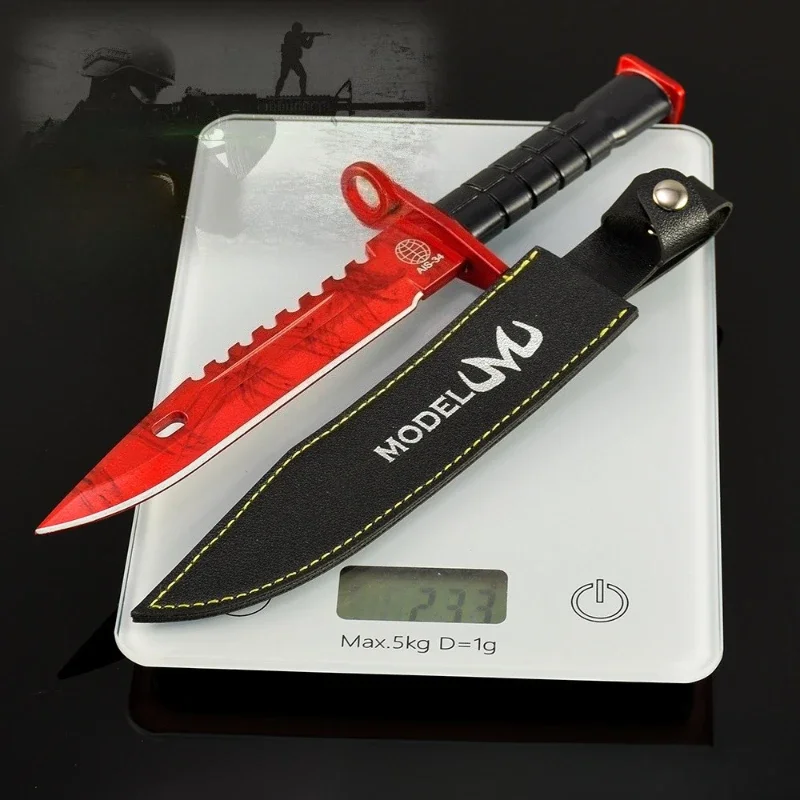 26 سنتيمتر/10.23in الذهاب لعبة المفاتيح الطرفية M9 جزار مع حافظة جلدية نماذج سلاح التدريب في الهواء الطلق سكين المعادن الحرفية دمى هدايا #6