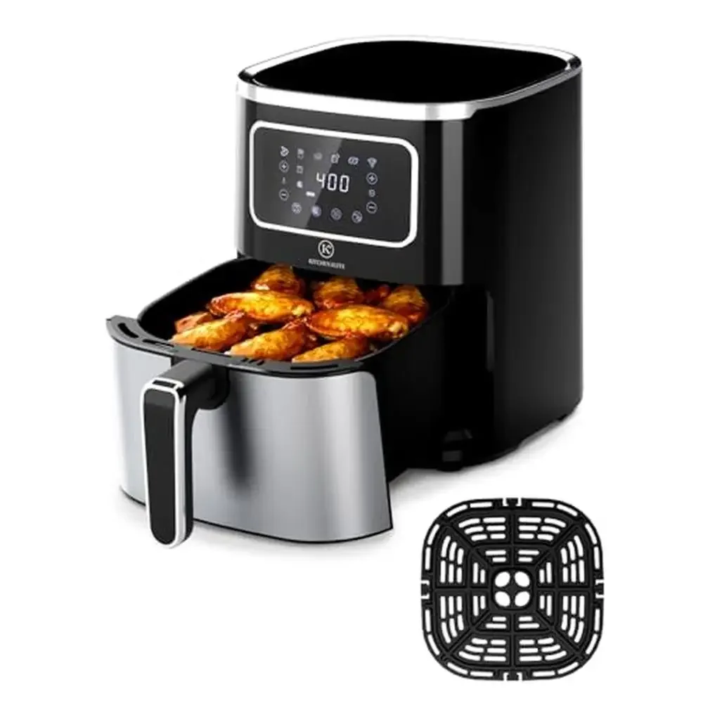 Air Fryer Oven 5.5Qt Compact Cooker 6 Preset Settings Digital Display Nonstick Basket Portable Stainless Steel Fast Cooking