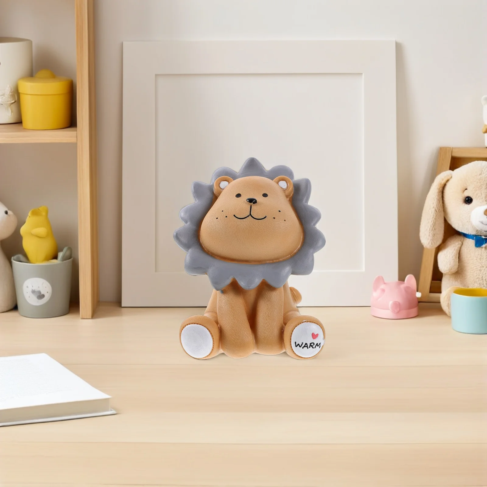 Skarbonka w kształcie lwa, brązowa, kreskówkowa, dla dzieci, do pokoju dziecięcego, dekoracja do pokoju niemowlaka, skarbonka dla malucha, pudełko na pieniądze dla dzieci.