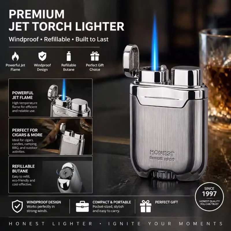 Metal Plated Windproof Business Lighter with Excellent Hand Feel and Wear-resistant Material Design Smoking Tool Product