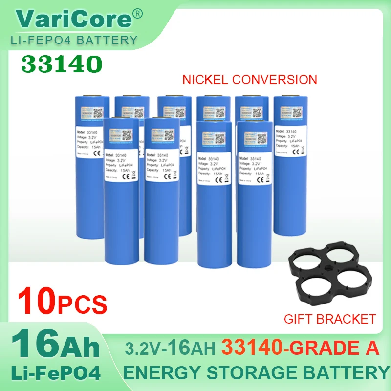 10pcs Grade A 3.2v 33140 15Ah LiFePO4 Lithium Iron Phosphate diy 4s 12v 24V 30AH ebike e-scooter power tools batteries+Nickel