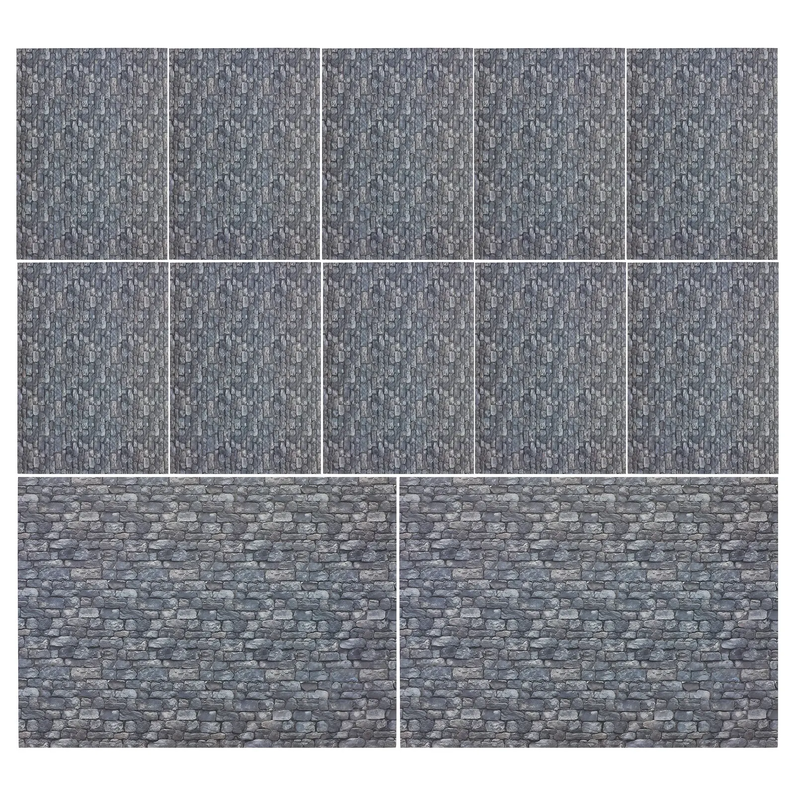 

12 Sheets Dollhouse Wallpaper and Flooring Set Self Adhesive Stone Pattern Miniature Interior Decor for 1:12 Scale Houses DIY