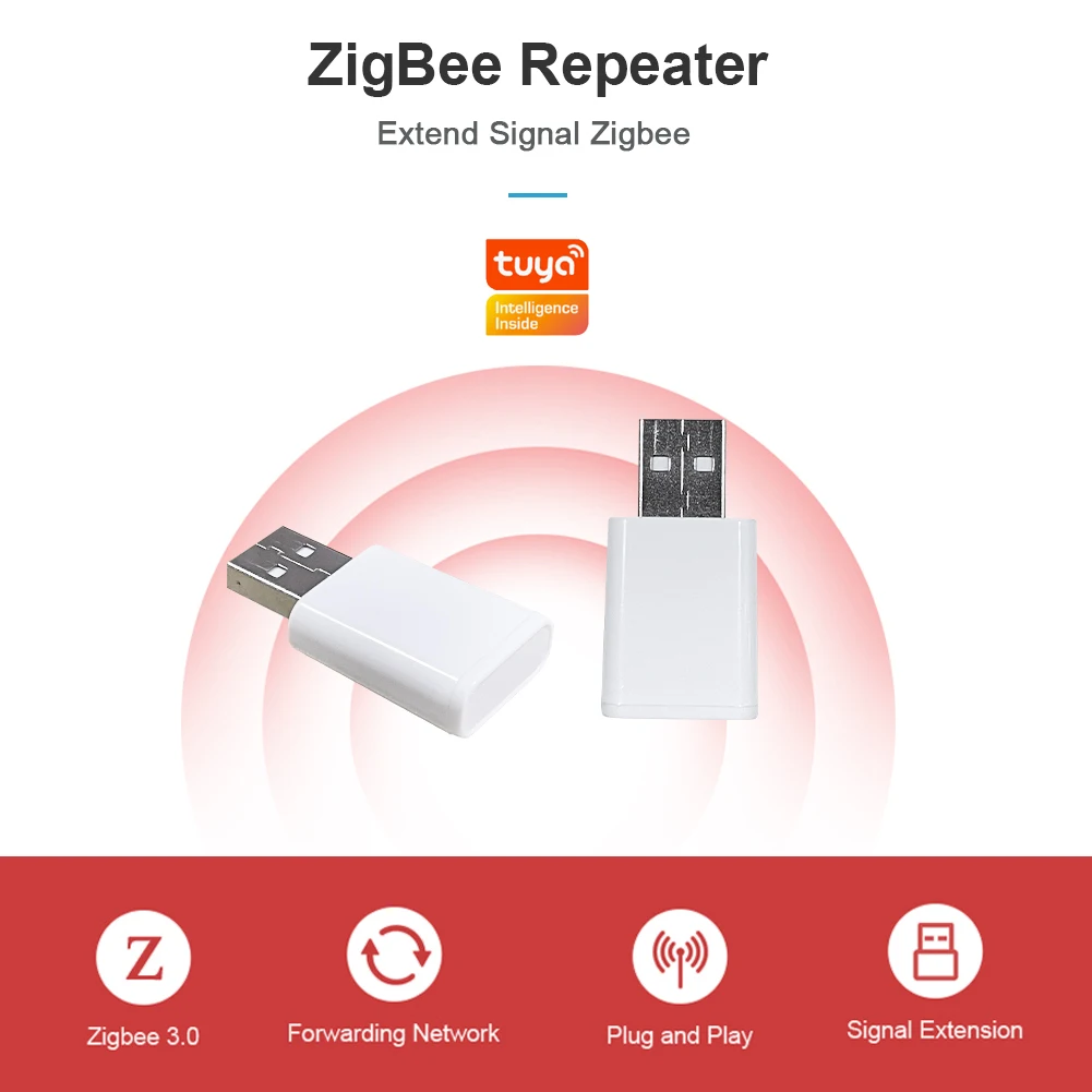 MOES Tuya ZigBee Signal Repeater Amplifier USB Extender for Smart Devices Expand Stable Transmission 15-20M Home Module