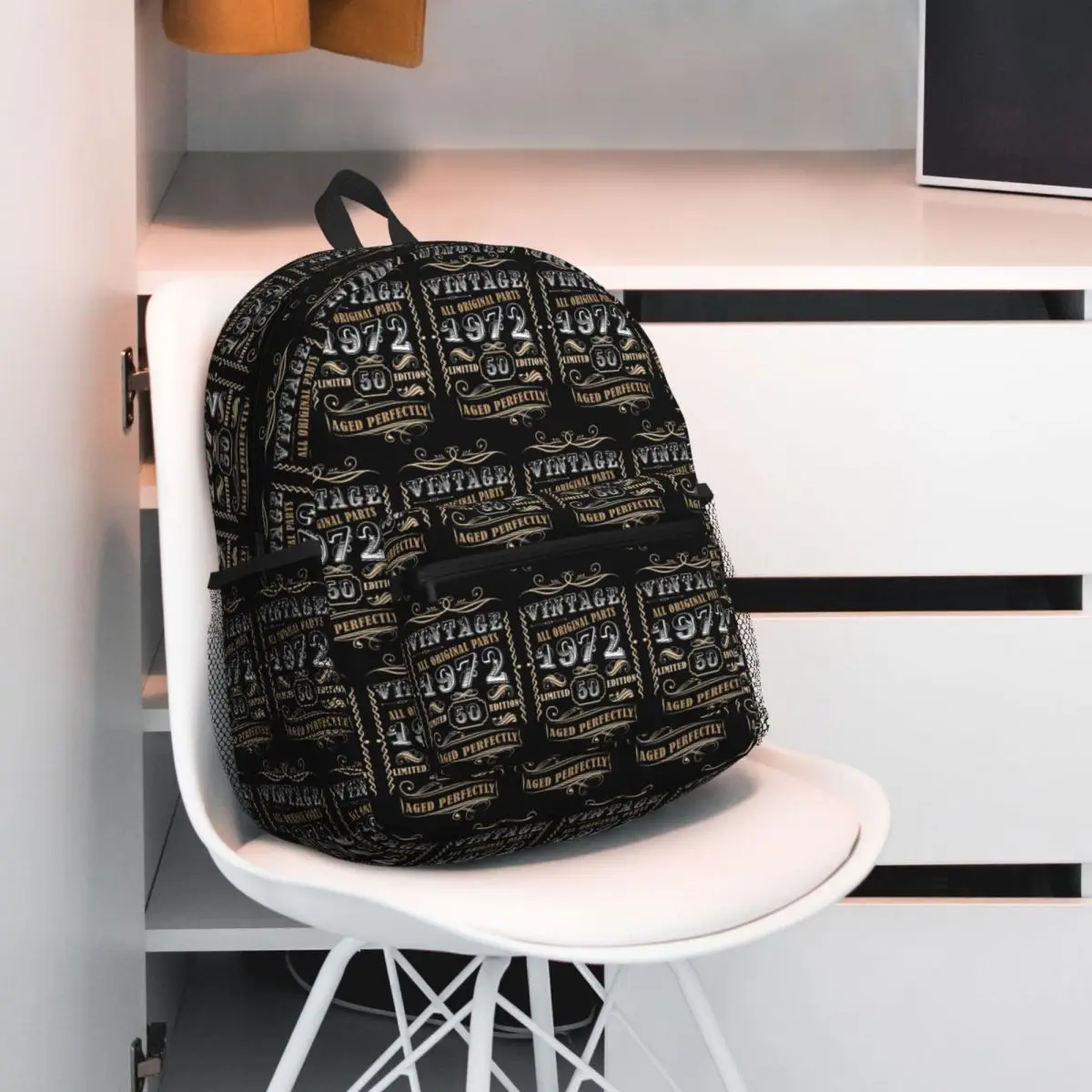 

50th Birthday Vintage 1972 Aged Perfectly Gift Backpack Student BookBag Children School Bag Laptop Shoulder Bags for Men Women