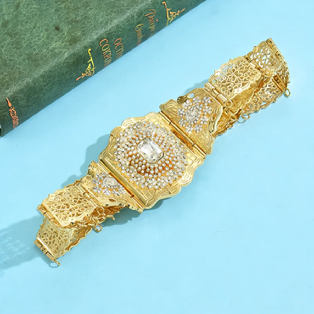 

Middle East New Elegant Bride Waist Belt Embedded White Diamond Adjustable Festival Gift Moroccan Metal Accessories