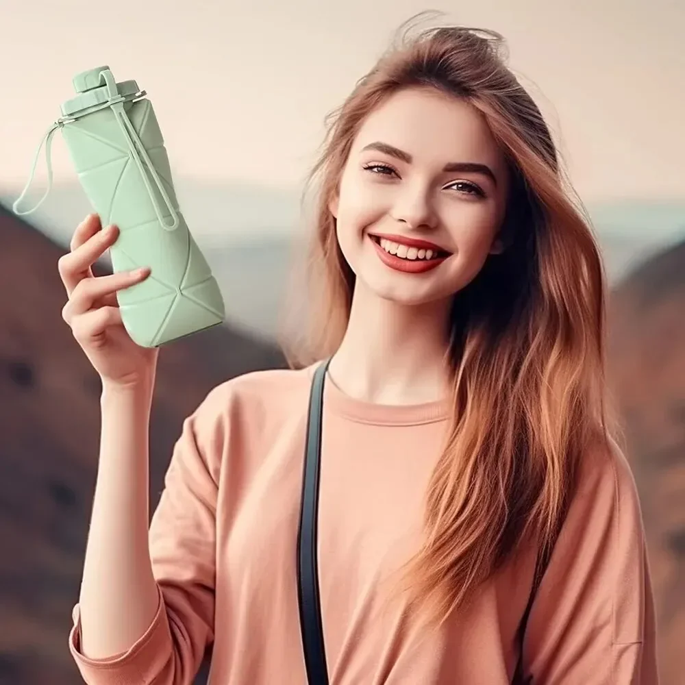 Collapsible Silicone Water Bottle, Sports Water Bottle, Drop-proof , Outdoor Travel, Portable Water Mug, Running, Cycling, Campi