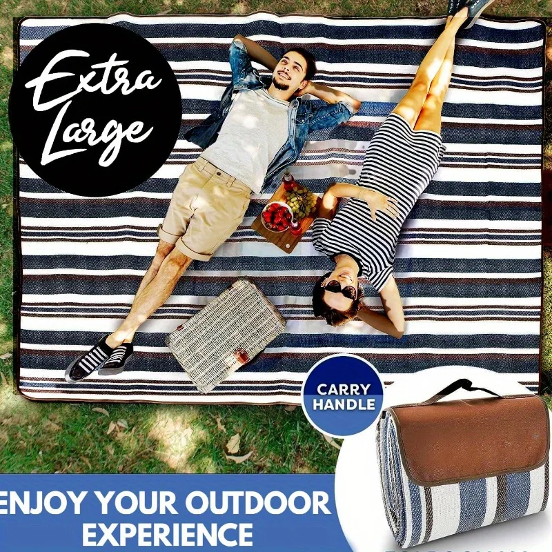 Water-Resistant Picnic Blanket With Carry Tote - Perfect For Beach, Camping & Outdoor Adventures, Hand Wash Only