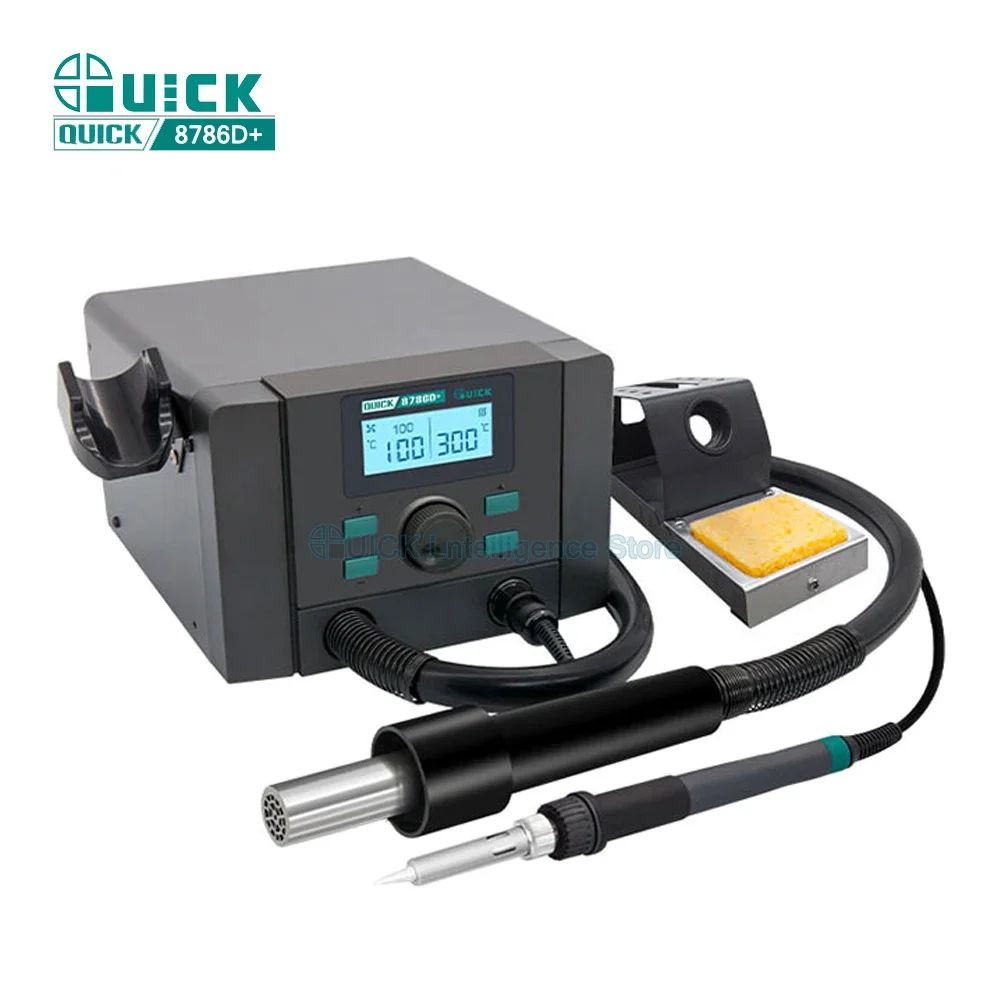 

Soldering Stations QUICK 8786D+ 2in1 Rework Station LCD display Hot Air Gun electric soldering iron Bga SMD desoldering station