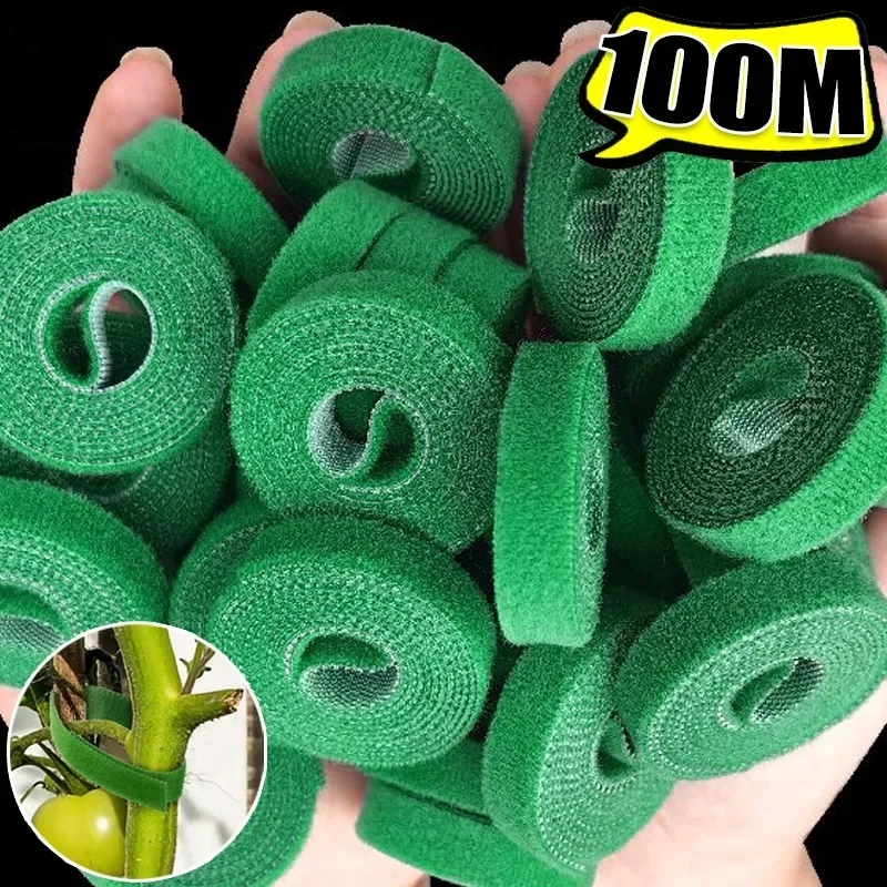 

Green Self-Adhesive Nylon Plant Ties Reusable Garden Tape for Plant Support Wrapping Tomato Stalks Cable Management Storage