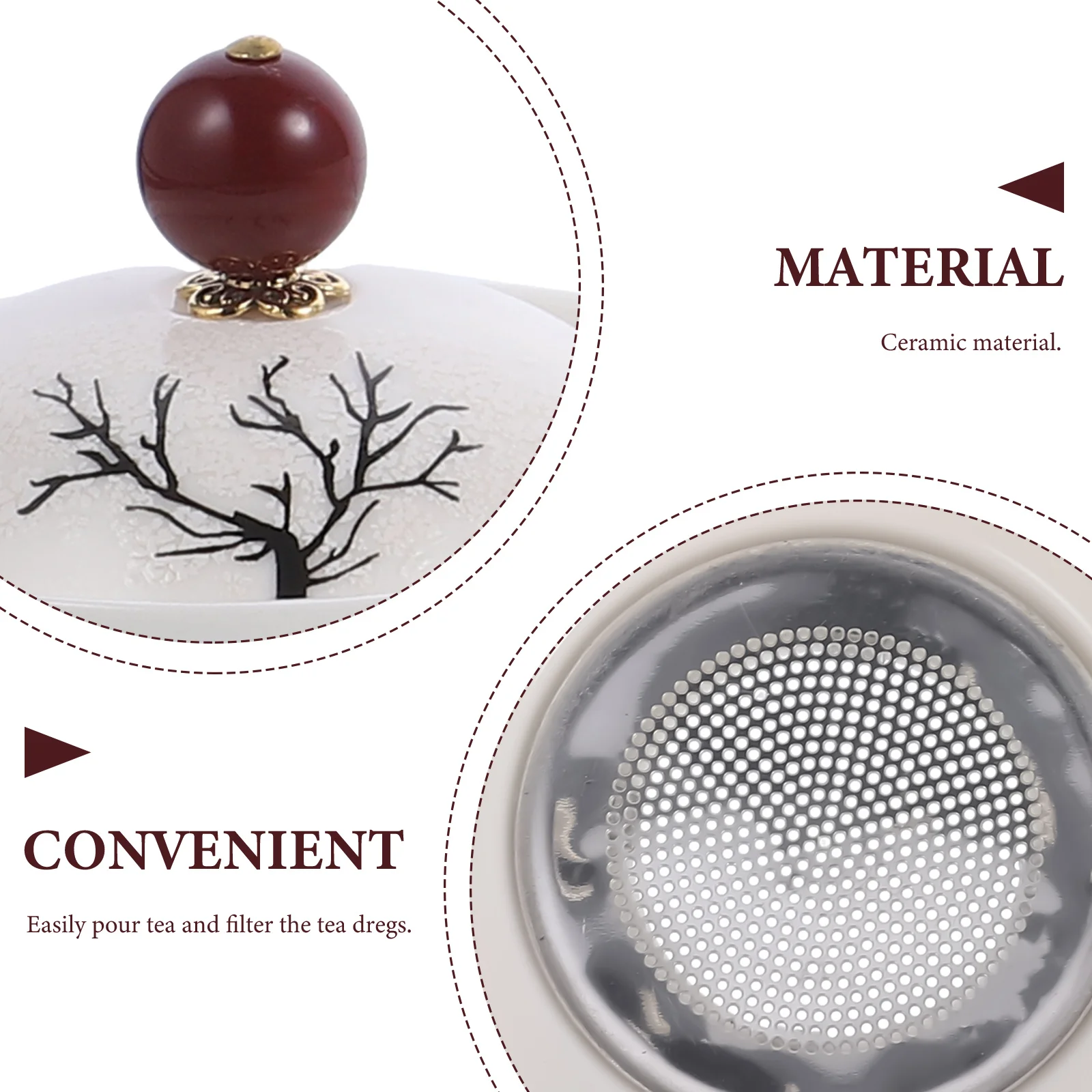 

Color Changing Teapot 360 Degree Rotating Design Smooth Surface Easy Clean Ceramic Tea Kettle Home Teaware Brewing