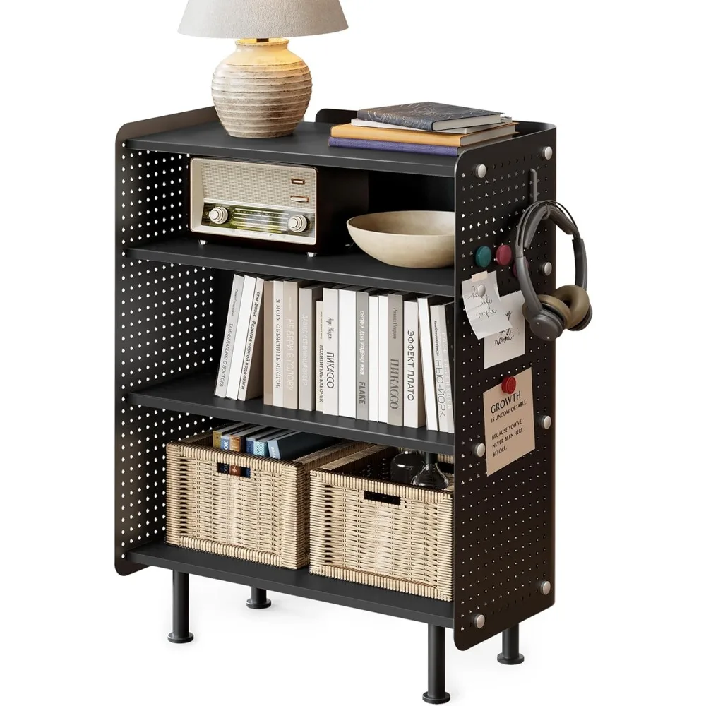 

Fenge 4 Tier Bookshelf, Modern Open Bookcase with Pegboard, 24.3 Inches Small Book Shelf Storage Organizer with Adjustable Shelv