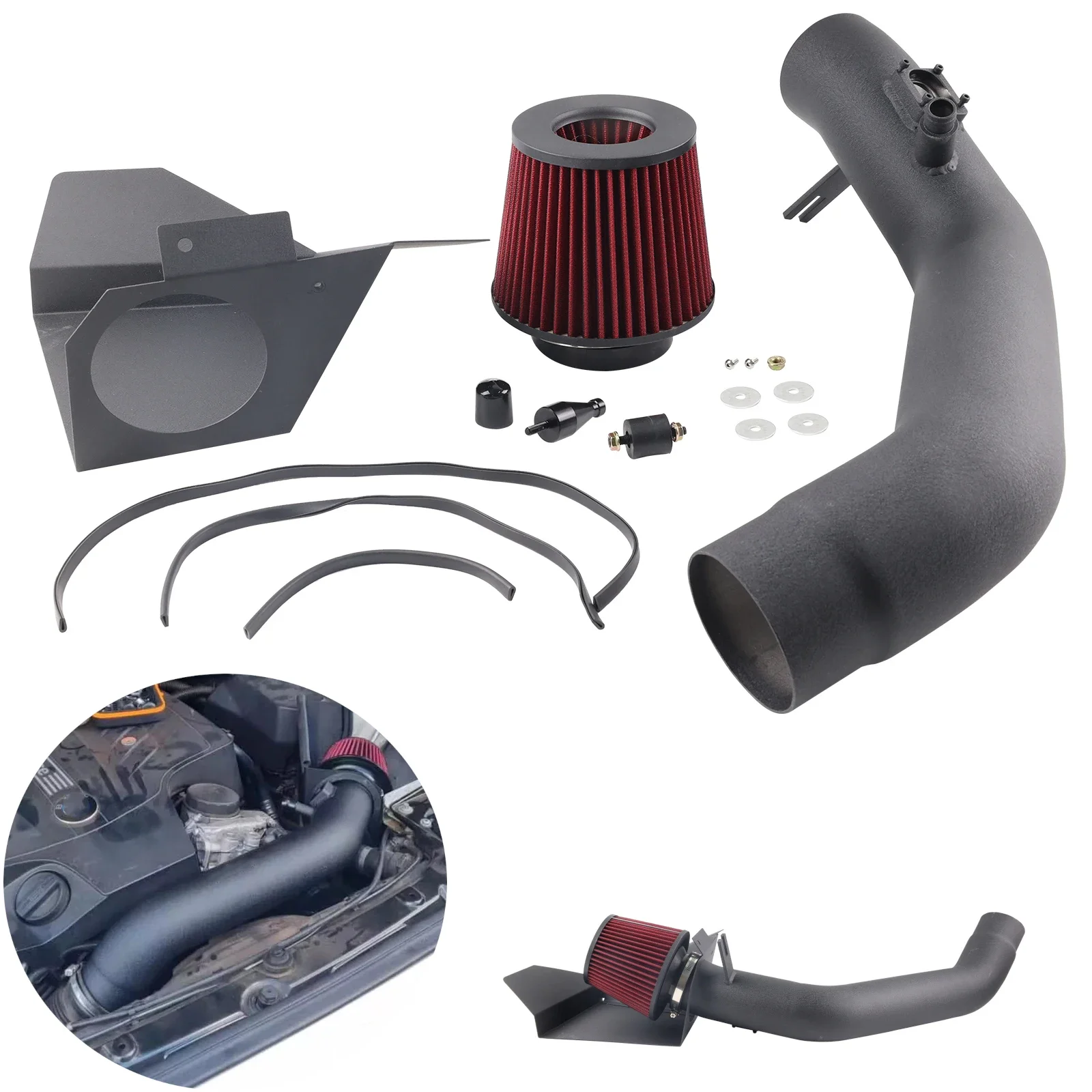 

Red Performance Intake, Air Pipe Kit With, Heat Shield For Bmw, 335I 435I M235I, M2 2012 2016, N55 3 0L Turbo
