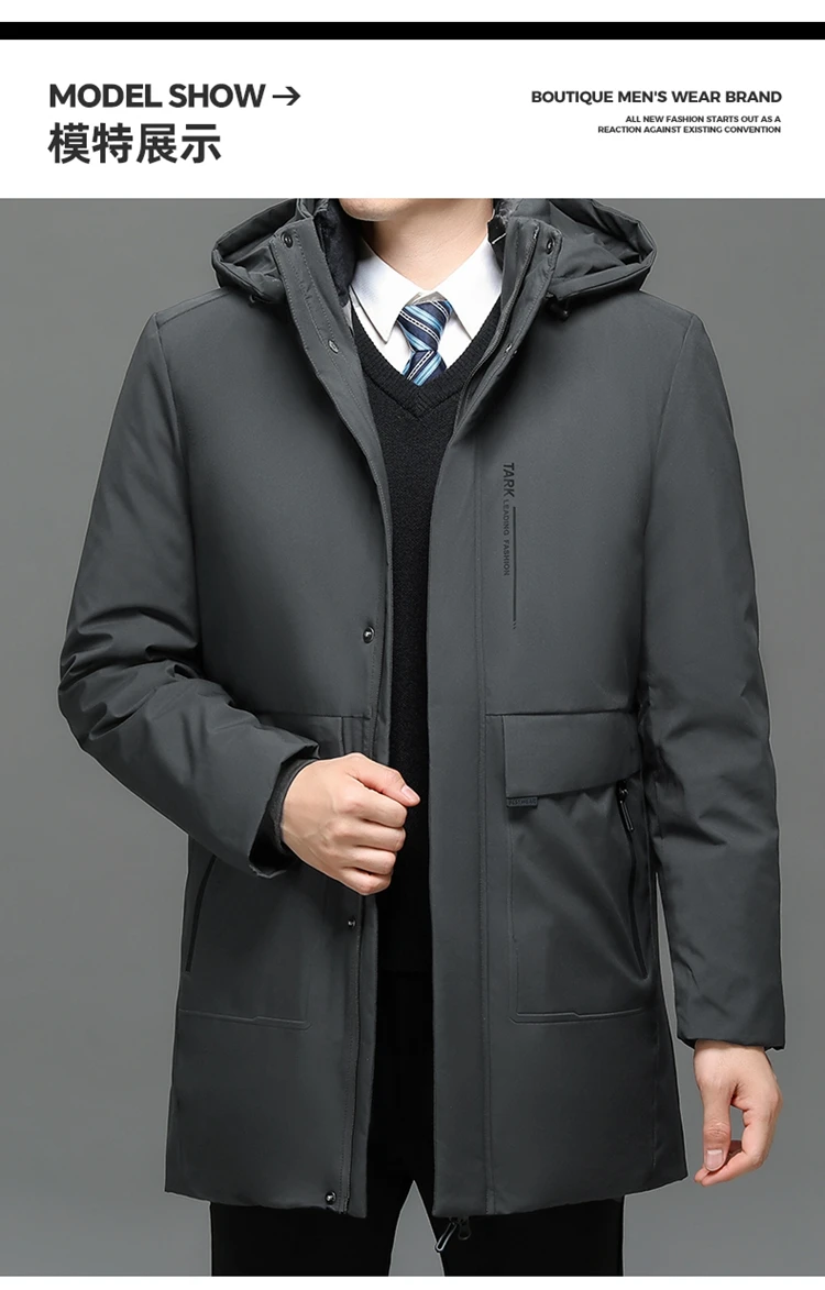 2PC Waterproof Windproof NEW -40 Degrees Top Quality White Duck Down Jacket Business Men Thick Winter Big Hood Collar Warm Parka