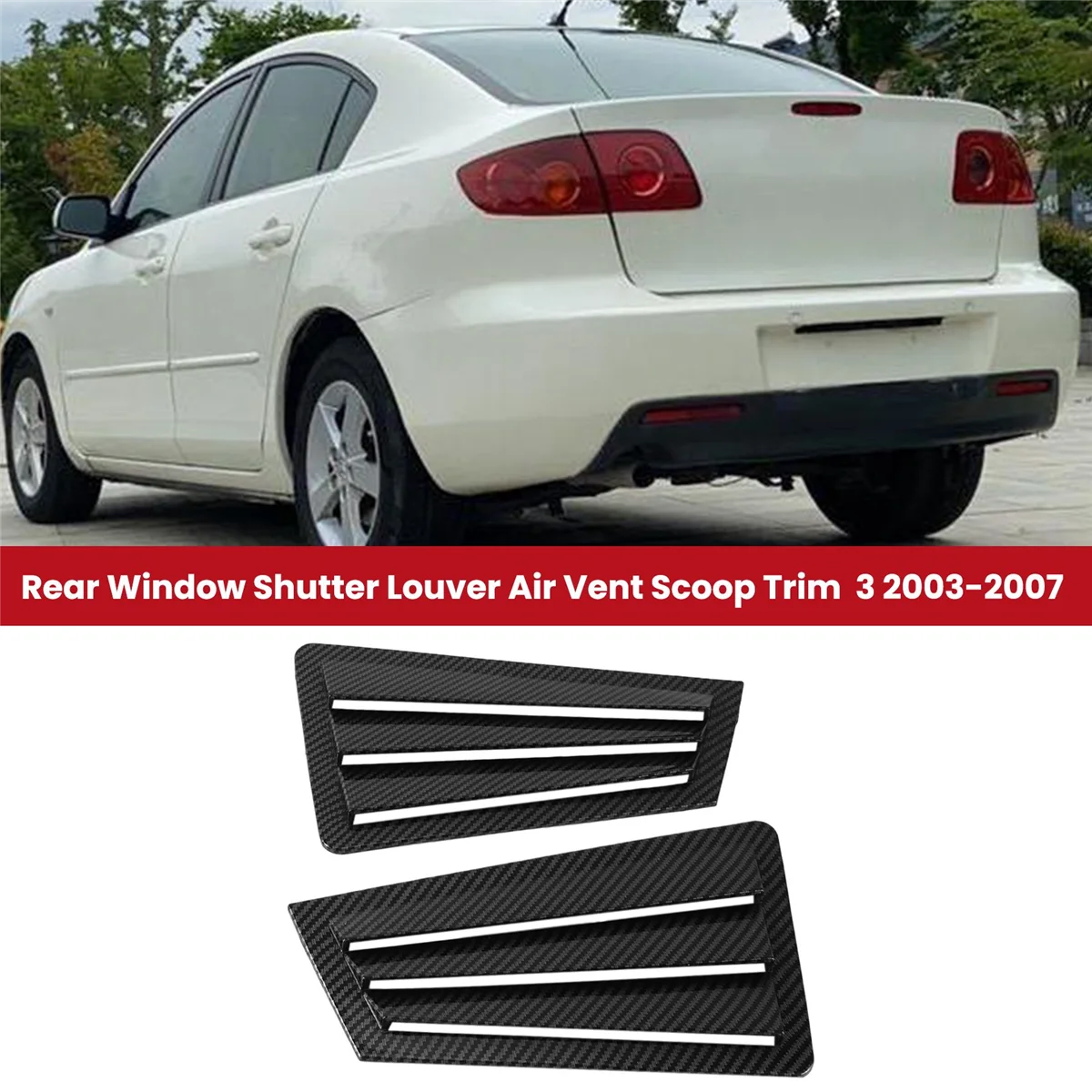 1Pair Car Rear Window Shutter Trim Cover for Mazda 3 2003-2007 Side Louver Air Vent Scoop Spoiler Deflector A