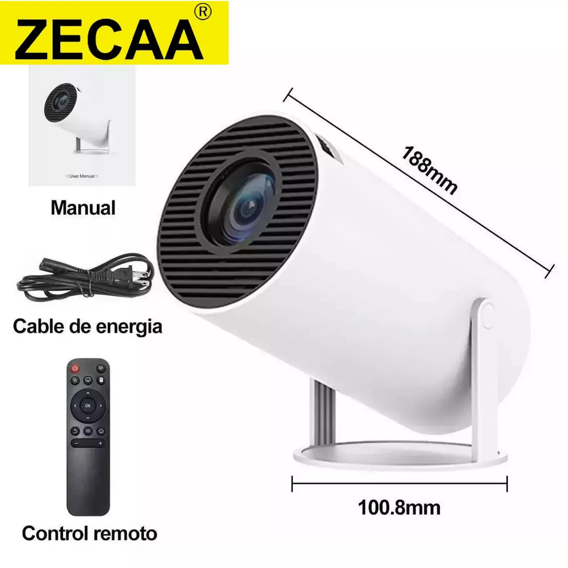 

ZECAA Adjustable 160 ANSI 4K WiFi 6 Android 11 Portable Bluetooth 5.0 Smart Home Projector HD 720P Mini Smart Android Projector