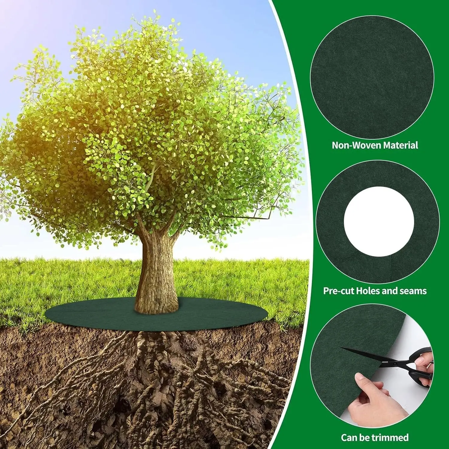 10Pcs Non-Woven Tree Mulch Ring Thickened Weed Control Mat Degradable Reusable Root Protector Barrier Landscape Fabric 25-82cm