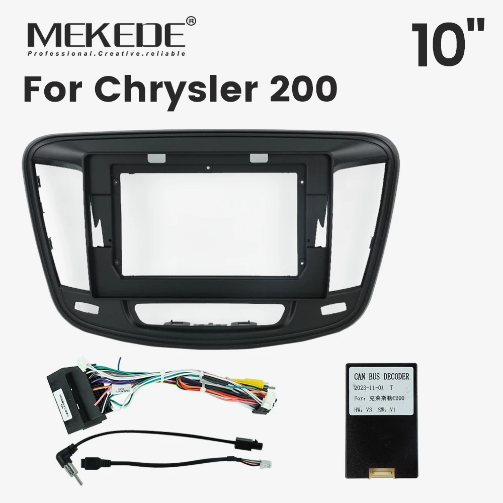 MEKEDE For Chrysler 200 200C 200S 2014-2018 Car Radio Fascias Frame Stereo Panel Wiring Harness Power Cable Adapter Canbus