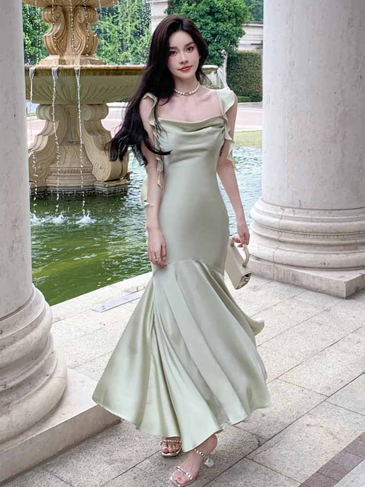 flowy dress with knee high boots Rust Satin One-Shoulder Dress | Stylish & Flowy Dress Rental main image 1