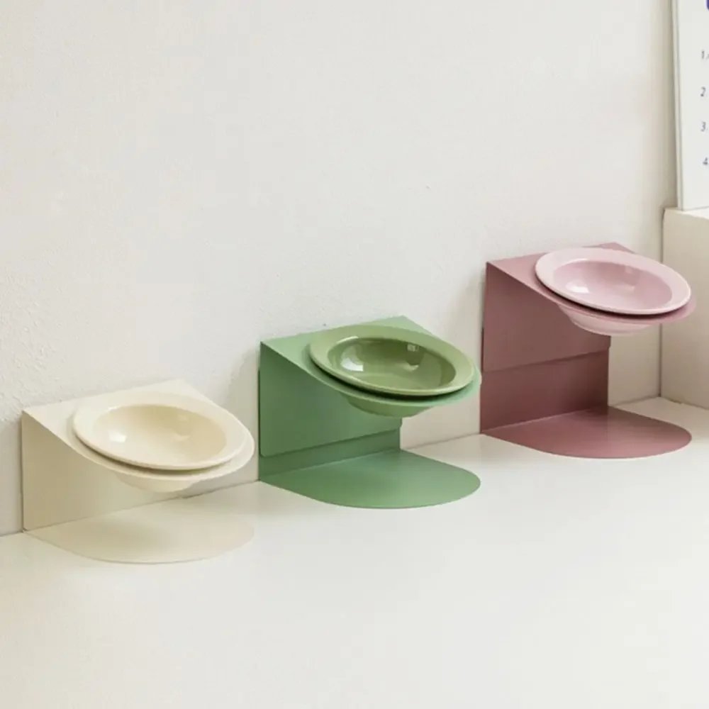 Anti Vomiting Ceramic Cat Bowl Anti Slip Inclined Cat Feeding Station Detachable Neck Protection Raised Dog Food Bowl
