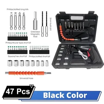 47pcs 3.6V electric screwdriver set 1800mAh cordless portable cordless electric screwdriver set home maintenance