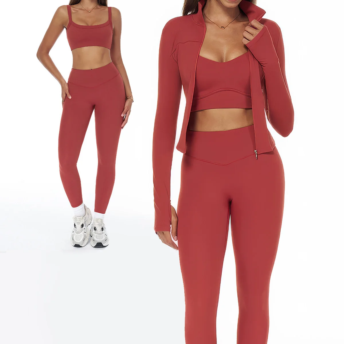 

2/3PCS Sportswear Yoga Set Gym Sports Bra Zipper Jacket Leggings Clothes Sportswear Yoga Suits For Women Fitness Set Tracksuit