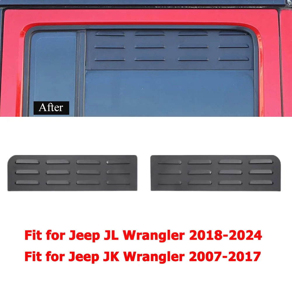 Aluminum Rear Window Vent Louver Sun Shield Panel for Jeep JL Wrangler 2018-2024 JK Wrangler 2007-2017