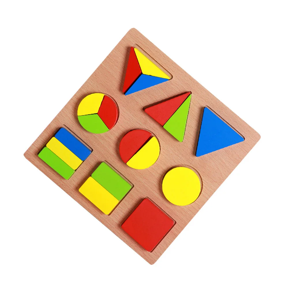 1 Set 1 Set Holz-Puzzle-Brett mit Geometrie-Form für Kinder, pädagogische Passform für Farberkennung, Formsortierung für Feinmotorik