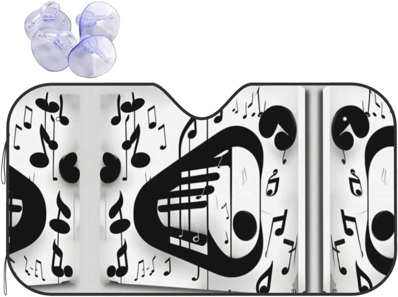 

Parasol con patrón de nota musical en blanco y negro, parasol para ventana delantera de coche para la mayoría de los sedanes, bl