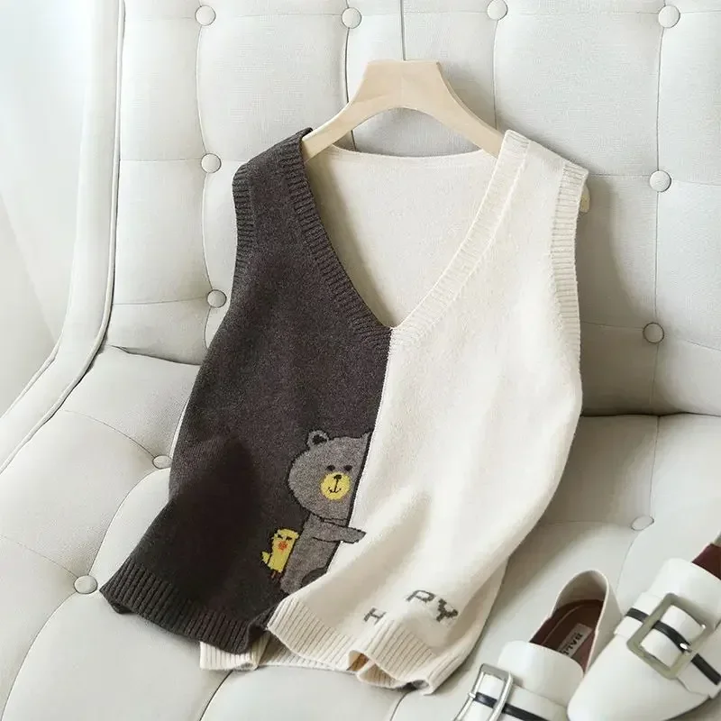 Vintage Lady Sweaters Sleeveless Pullover Warm Tops 2024 Waistcoat On Offer Light Jumper Smooth The Trip Knit Vests for Women