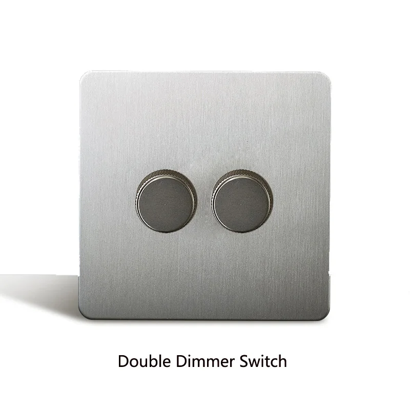 Wall Stainless Steel Brushed Matte Silver Retro Industrial Style 86 Type Metal Toggle Switch Socket Panel