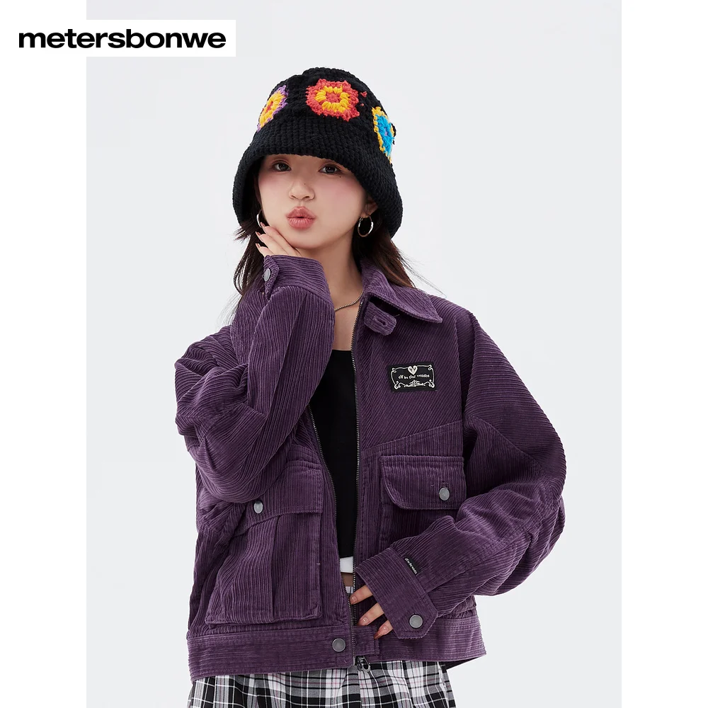 

Metersbonwe Women Short Coat Fall Spring New Corduroy Silhouette Coat Ladies Loose Jacket Beautiful Cardigan Brand Fashio Tops