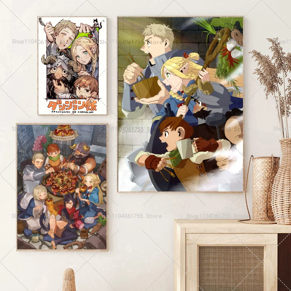 1PC Anime Dungeon Meshi Poster Self-adhesive Art Waterproof Paper Sticker Coffee House Bar Room Wall Decor