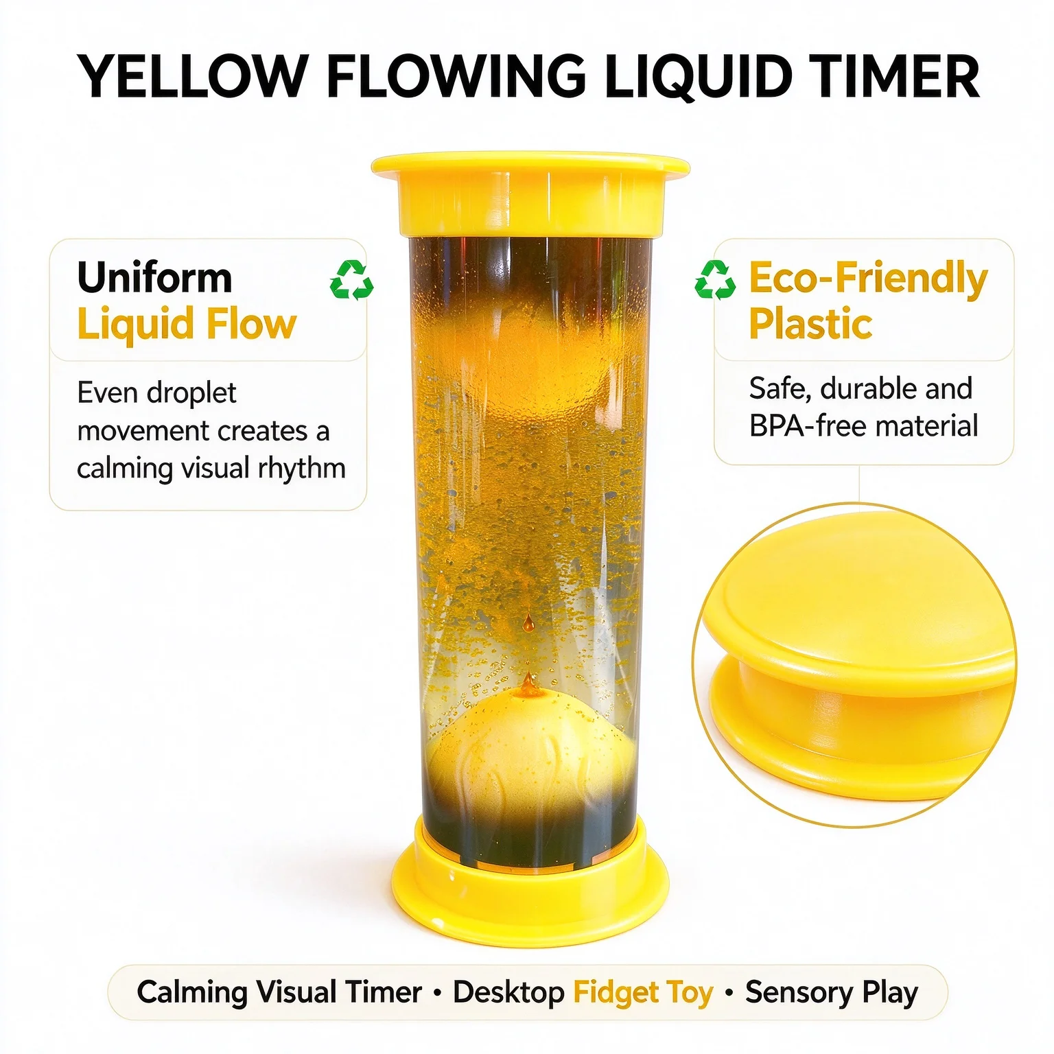 Volcano Eruption Liquid Timer Cylinder Acrylic Oil Sandglass Liquid Motion Hourglass Sensory Fidget Toy Stress Relief Desktop
