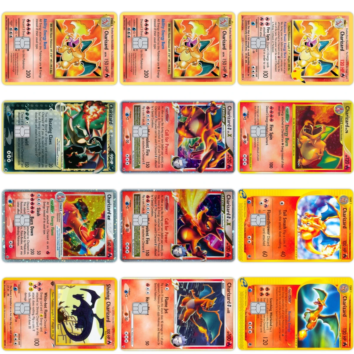 

Kawaii Anime Pocket Monster Charizard Diy Credit Debit Card Pvc Film Stickers for Small Big No Chip Metro Bank Skin Film Decor