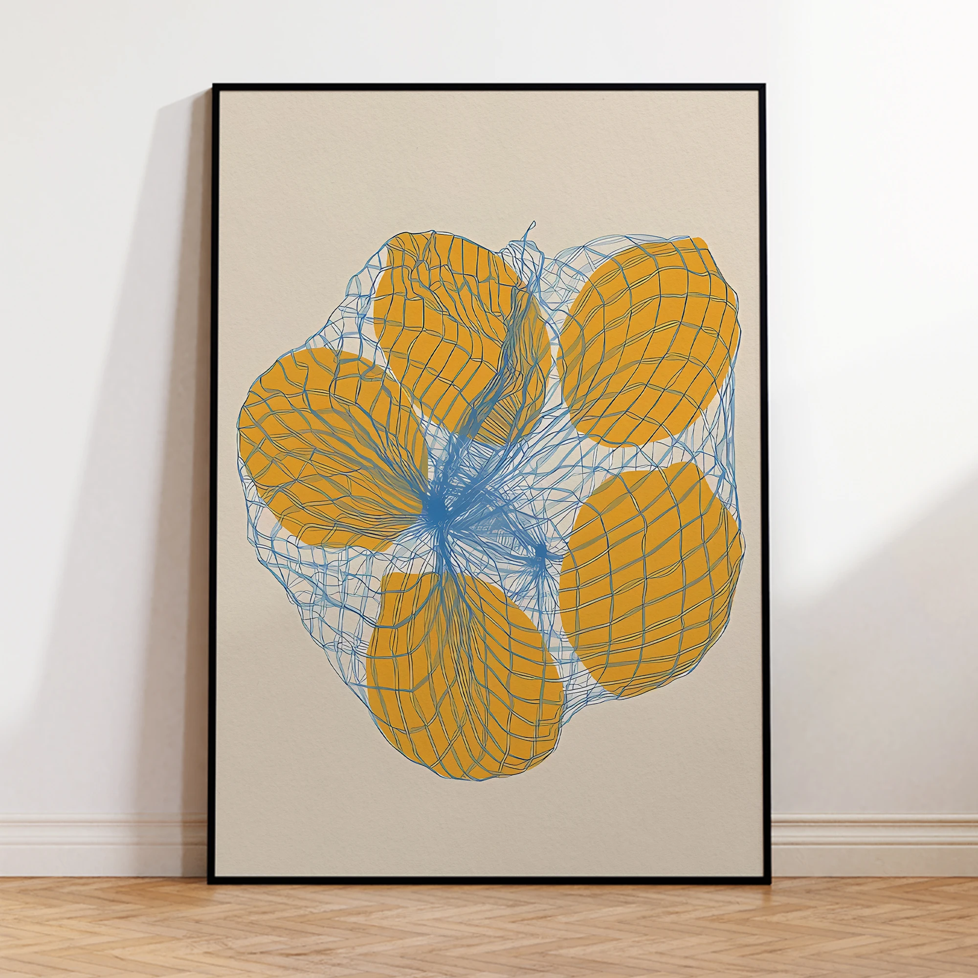 Art Prints Canvas Painting Poster Picture For Living Room Waterproof Home Decor Modern Simple Five Lemons In A Net Bag Wall