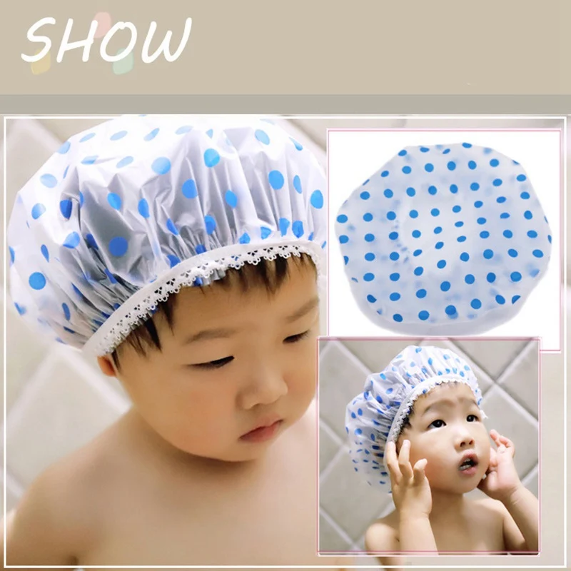 2024 New Cartoon Pattern Children Bathing Hair Moisture-Proof Cap Baby Shower Cap Waterproof Shower Hat Kids Bathroom Cap